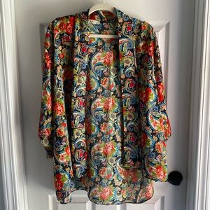 Floral and Paisley Kimono S green blue red